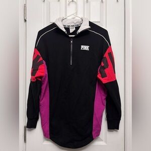 PINK Victoria’s Secret Colorblock Quarter Zip Sweatshirt - Black Purple XS